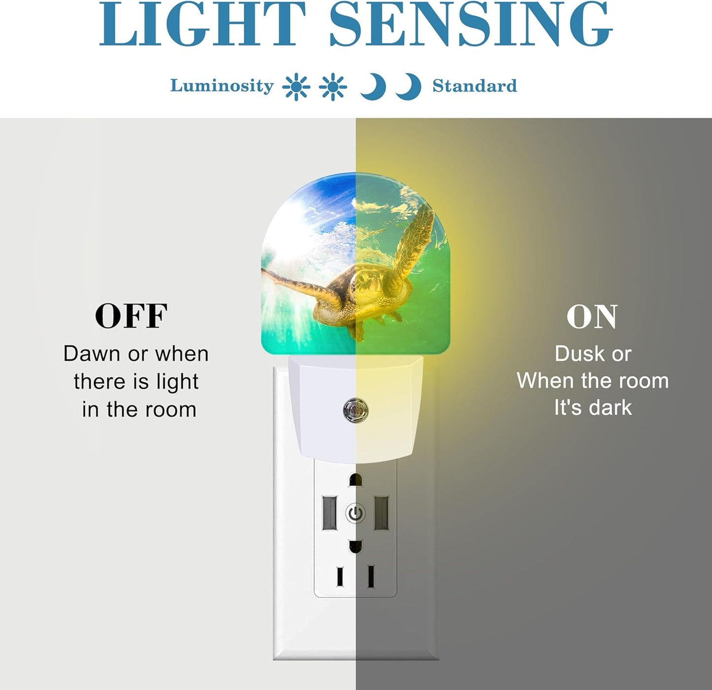 Night Light Plug into Wall Cute Sea Turtle Night Light with Dusk to Dawn Sensor for Kid Girls Boys Women Men Room Decor, Hallway, Kitchen, Bathroom, Nursery, Stairs