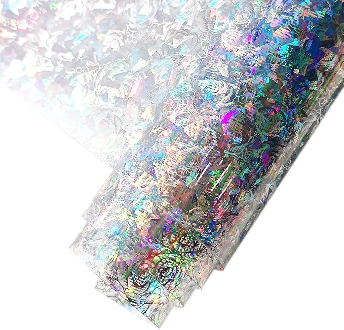 HYANG Transparent Rose PVC Super Clear Holographic Vinyl Faux Leather Sheets 1