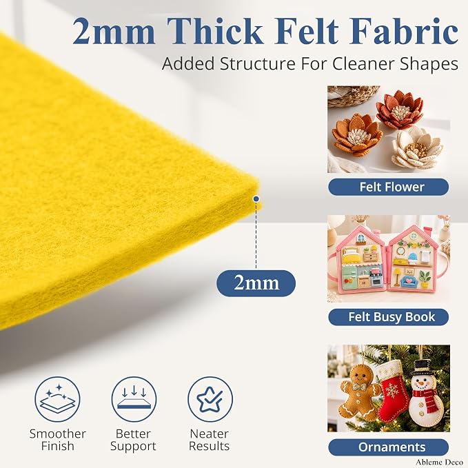 12" x 12" Felt Sheets for Crafts, 2mm Stiff Felt Golden Yellow | 2mm Thick