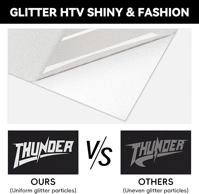 Aoder White Glitter Heat Transfer Vinyl