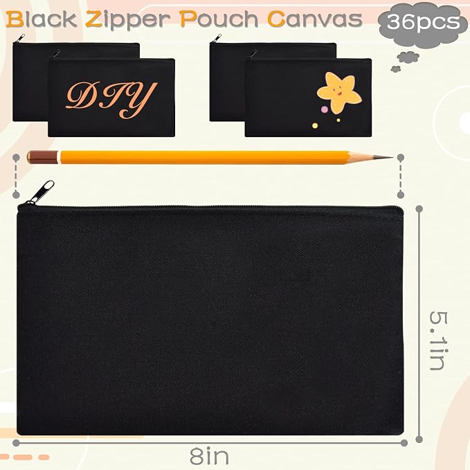 ZeeDix Canvas Zipper Pouch Bulk – 8.3 x 5 Inches Cotton Canvas Pouches