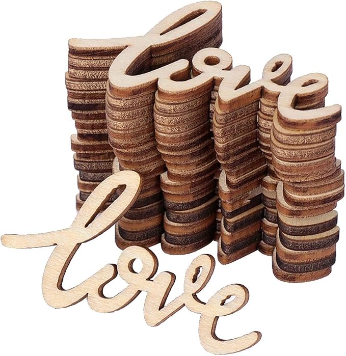 30pcs Little Love Wood Crafts DIY Cutout Wooden Slices Embellishments