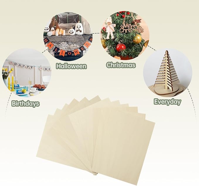 6 Pack Plywood Sheets, Unfinished Wood Boards Blanks