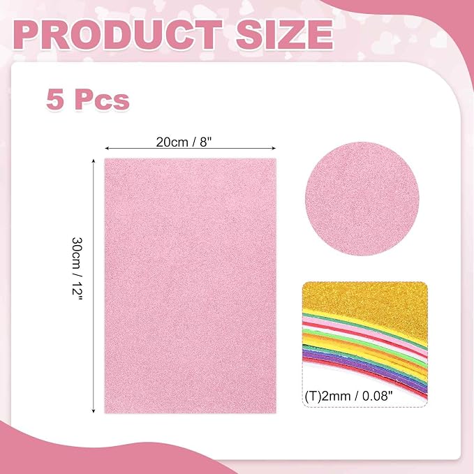 MECCANIXITY 5 Sheets Pink Shiny Foam Sheets