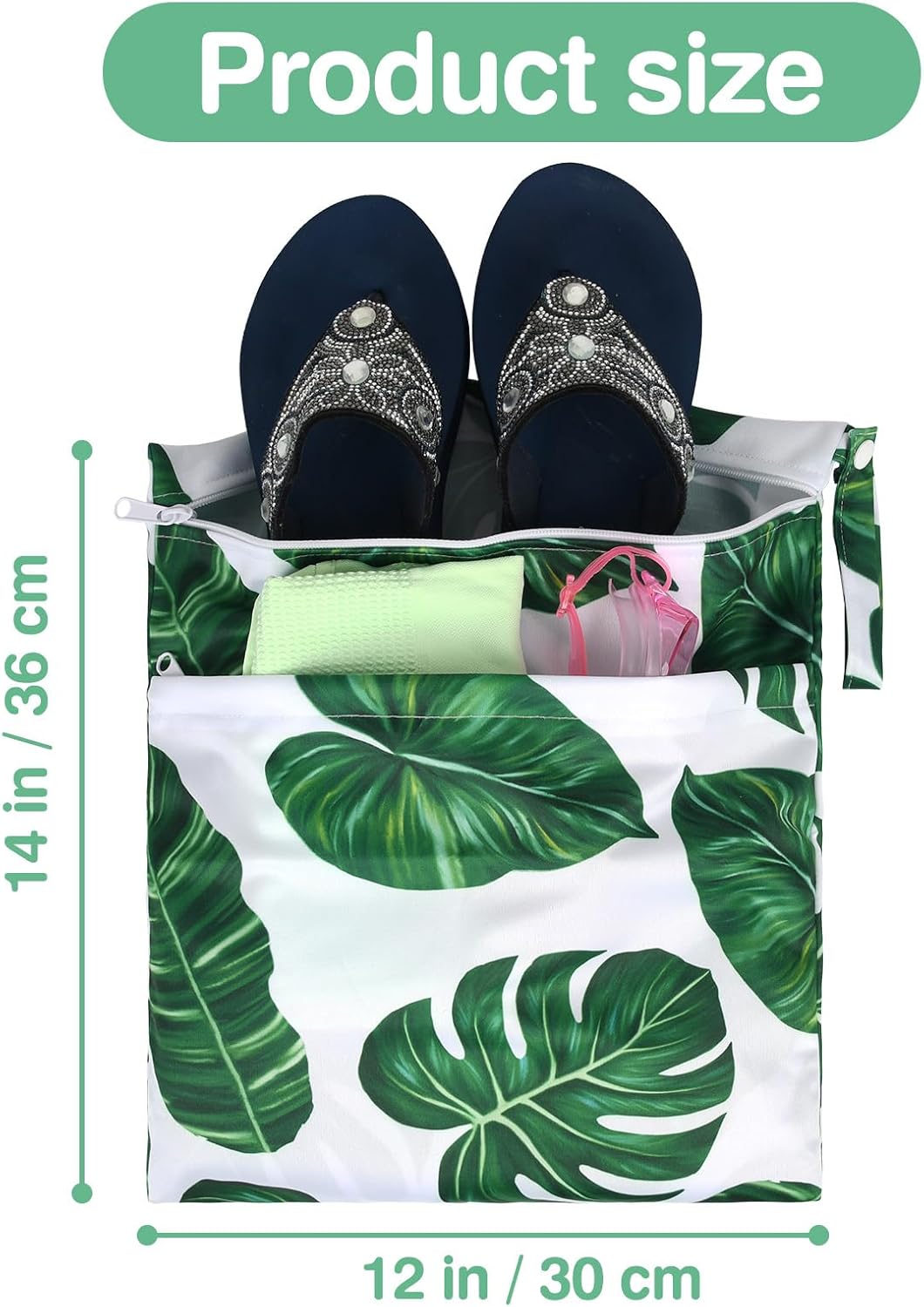 Wet Bag,Wet Dry Bag, Wet Bag for Swimsuit,Travel,Beach,Pool,Diapers,Dirty Yoga Gym Clothes,Makeup Bag,Waterproof Tropical Palm Leaves Decor Jungle Palm Leaf Favors