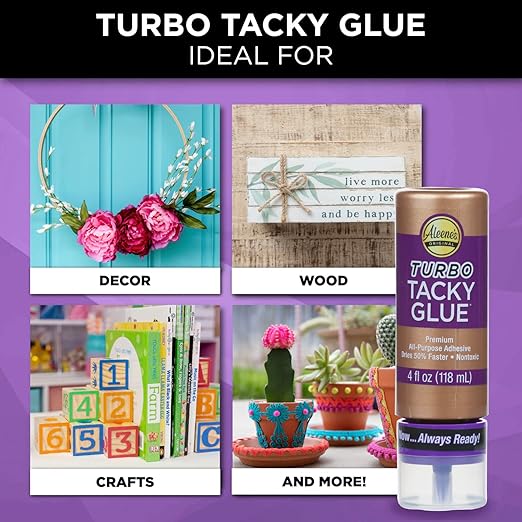 Aleene's Turbo Tacky Glue for Crafts in Always Ready Bottle, Strong Bond