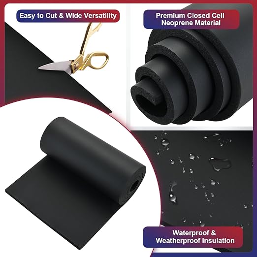 NYXOVA Neoprene Sponge Foam Sheet Roll, Closed Cell Foam Rubber Padding Without