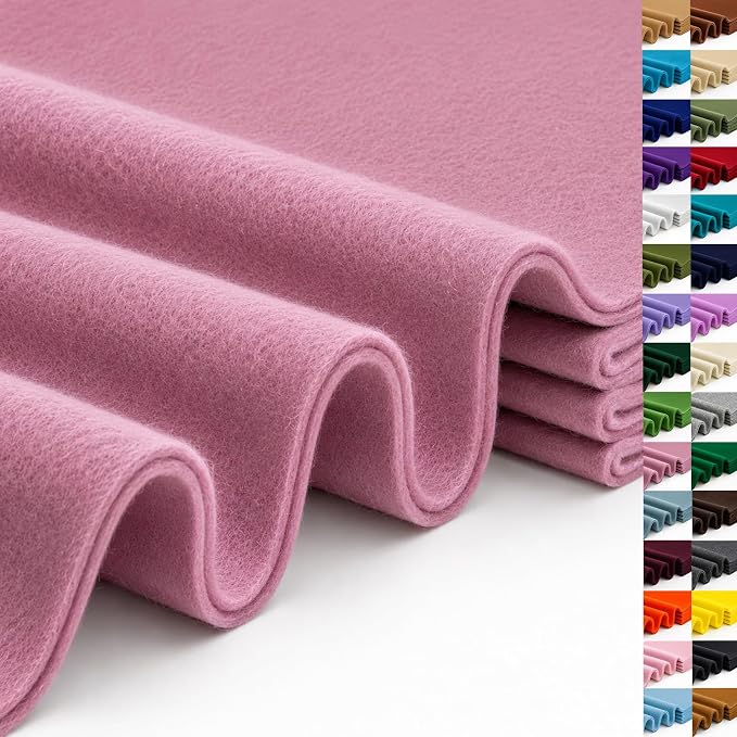 Dusty Pink Large Felt Fabric 36" x 36", 1.4 mm Soft Felt Sheet, Nonwoven Fabric