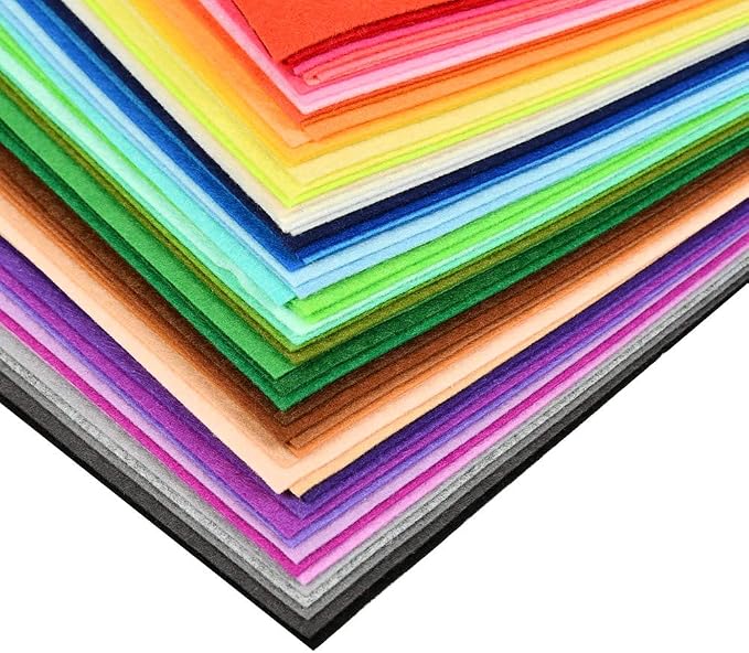 BUYGOO 60Pcs Stiff Felt Fabric Sheets, 8 x 12 inches Craft Felt Sheets Assorted