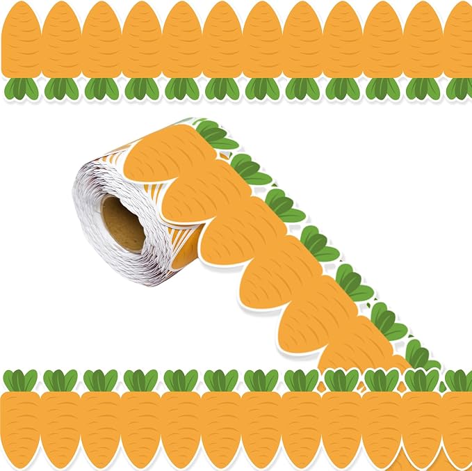 69Ft Easter Carrot Border Trim Carrot Scalloped Rolled Border Trim, Plaid