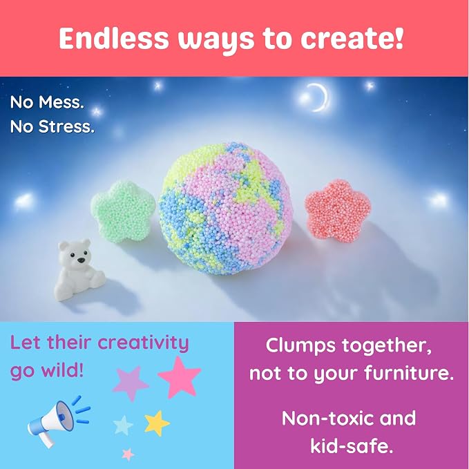 Silly Foam, Creative Modeling Foam Beads, No-Slime No-Mess, Arts & Crafts