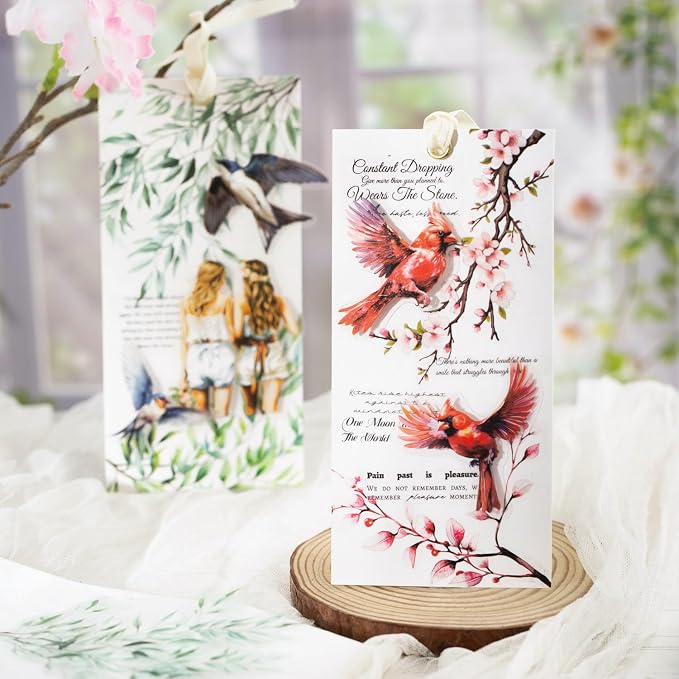 120-Piece Clear Bird & Floral Branch Sticker