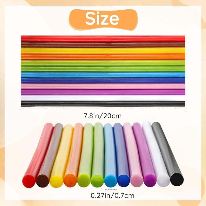 72 Pack Colored Hot Glue Sticks Bulk, 8 x 0.27in 12 Colors Hot Glue Sticks Mini