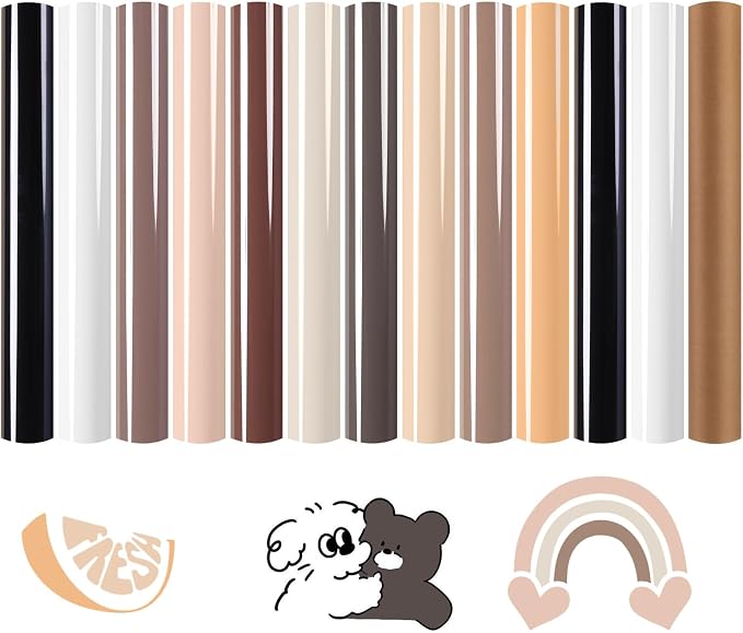 HTVRONT Skin Tone HTV Vinyl Heat Transfer Vinyl -13 Pack Brown HTV Sheets | 13