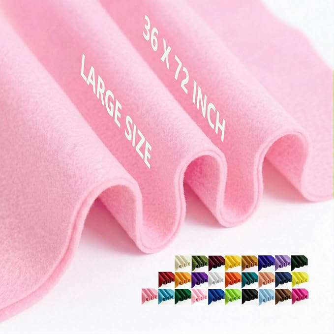 Light Pink Felt Fabric 36" x 72" 1.6mm Thick Large Craft Sheet | Soft, Flexible