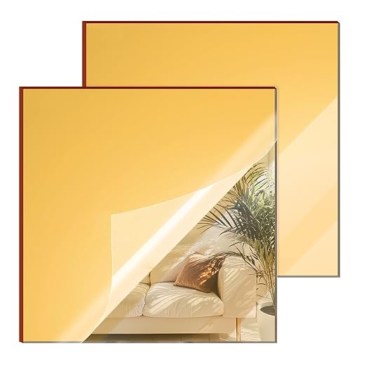 Gold Mirror Acrylic Sheets – 2 Pack, 12x12 Inches, 1/8 Inch Thick, Reflective