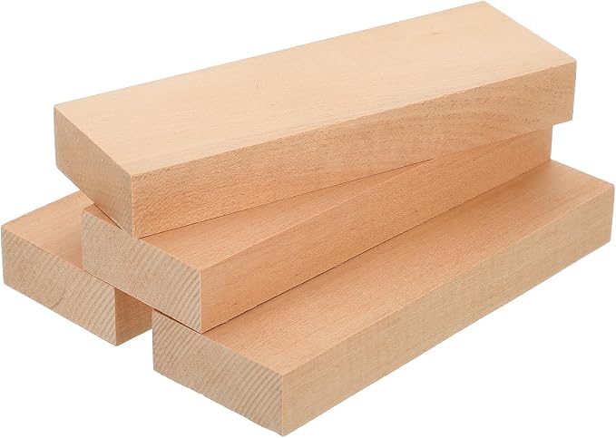 MECCANIXITY 4Pcs Basswood Carving Block, 0.8"x2"x6" Square Wooden Dowels Blocks