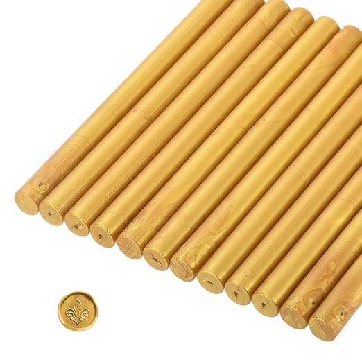 MECCANIXITY 12 Pcs Gold Cylinder Sealing Wax Stick Glue Gun Wax Seal Rod Craft