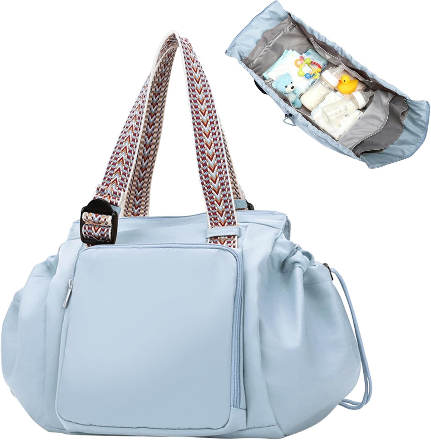 DAMARI Diaper Bag Tote for Moms Dads, Large Capacity Baby Diaper Bag, Wide-Open Mom Bag with 15 Pockets