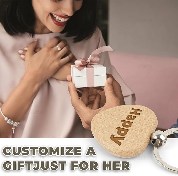 AUEAR, Blank Wooden Key Chain Wood Keychain Key Ring Key Tags Personalized EDC