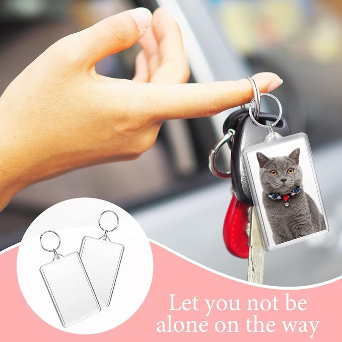 Yaomiao Acrylic Photo Frame Keychain Holder Photo Picture Insert Blank Keyring