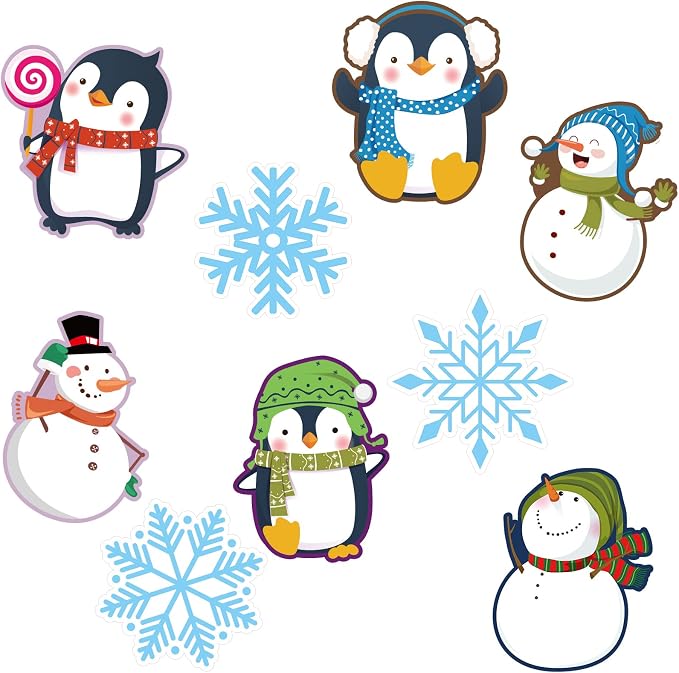 Outus 45 Pcs Winter Cutouts Snowflake Accents Paper Cutouts Name Tags Seasonal