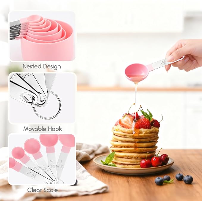 Measuring Cups and Spoons Set, 10 Pieces Stackable Measure Tools