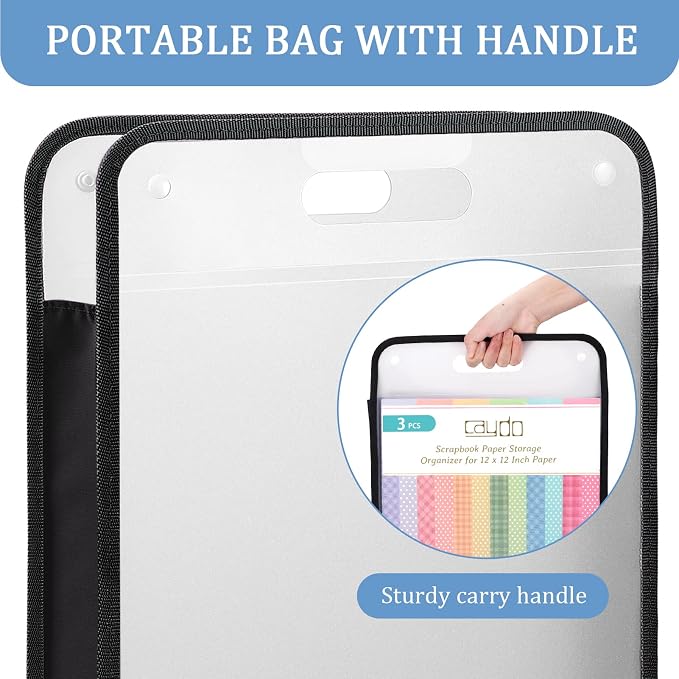 Caydo Scrapbook Paper Organizer, 3 Pack Expanding Paper Folio