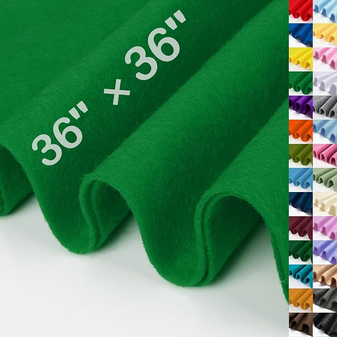 XSEINO Emerald Green Large Felt Fabric 36" X 36 ", 1.4 mm Thick Soft Felt
