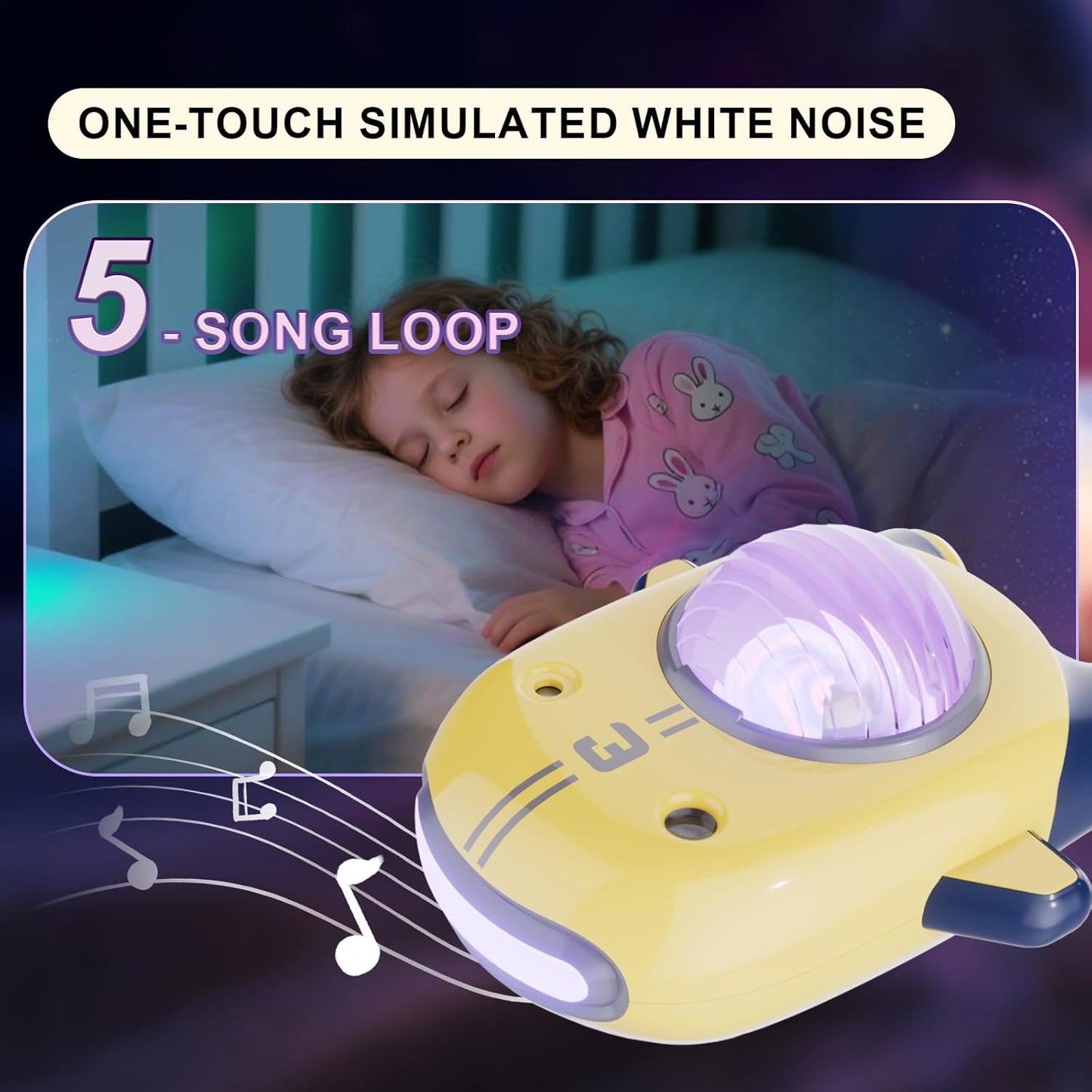 Galaxy Star Projector for Kids, 6 Colors & 5 White Noise Ceiling Night Light with Remote Control, Northern Lights Projector Gifts for Girls Boys Adults,Bedroom Party Decoration (Yellow)