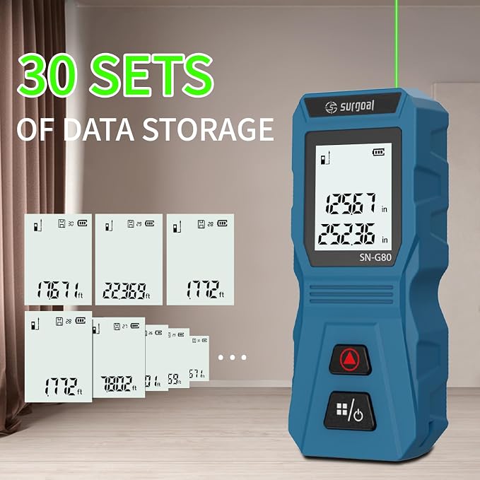 Mini Green Laser Distance Meter 262Ft – Rechargeable Digital Measuring Tool