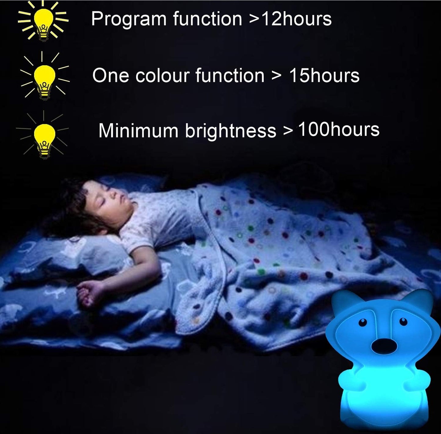 Fox Night Lights Bedside lamp, Bedroom Light for Kids, Baby Nursery lamps - Break Resistant, Eye Caring, Adjustable Brightness & Color and Time Setting, Gifts for Kids Babies Boy Girl - Medium