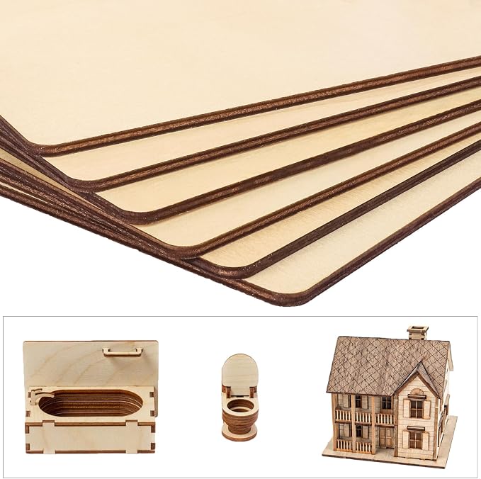 60 PCS 8 Inch Unfinished Wood Squares, 8 x 8 Inch Plywood Wood Sheets, Blank