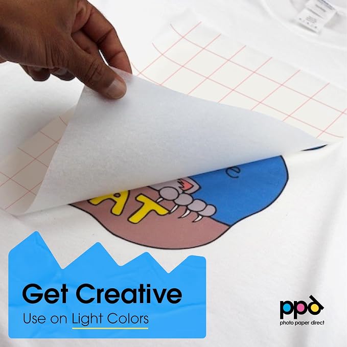 PPD 10 Sheets 8.5x11" Iron-on Heat Transfer Vinyl Paper Light Fabrics | Premium