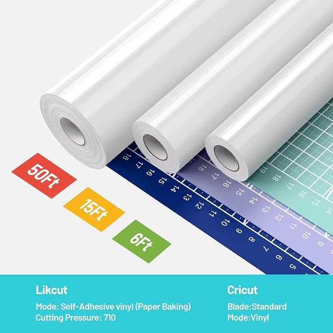 LIKCUT Glossy White Permanent Vinyl