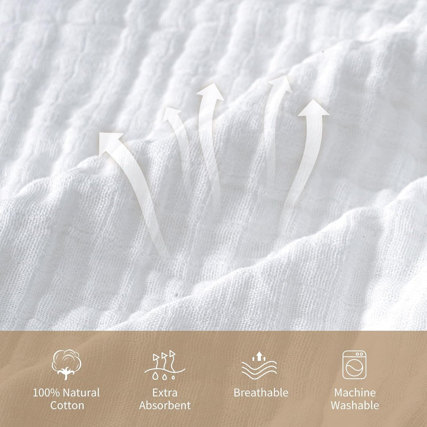 david's kids 2 Pack Hooded Baby Towels, 100% Muslin Cotton 6-Layer Ultra Soft Breathable Absorbent Baby Bath Towels for Infant and Toddler, Newborn Essentials, Large 32x32Inch, White & Grey