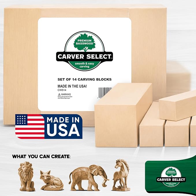 Basswood Carving Blocks Set of 14 – Wood Carving Kit