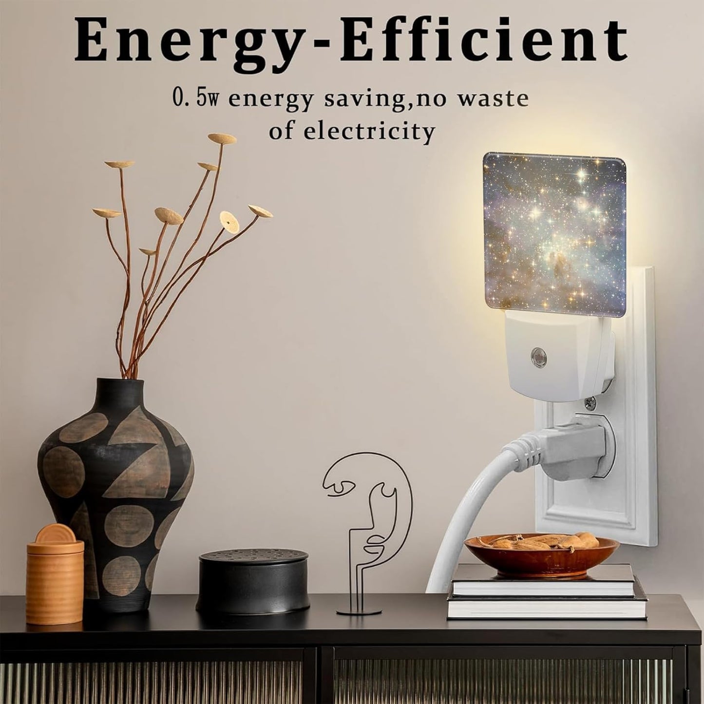 Deep Universe Nebula Night Light Plug into Wall, Galaxy Space with Stars Dusk to Dawn Night Light Plug in,0.5w Energy Saving Sleep Friendly NightLight for Kids Boys Girls Home Decor