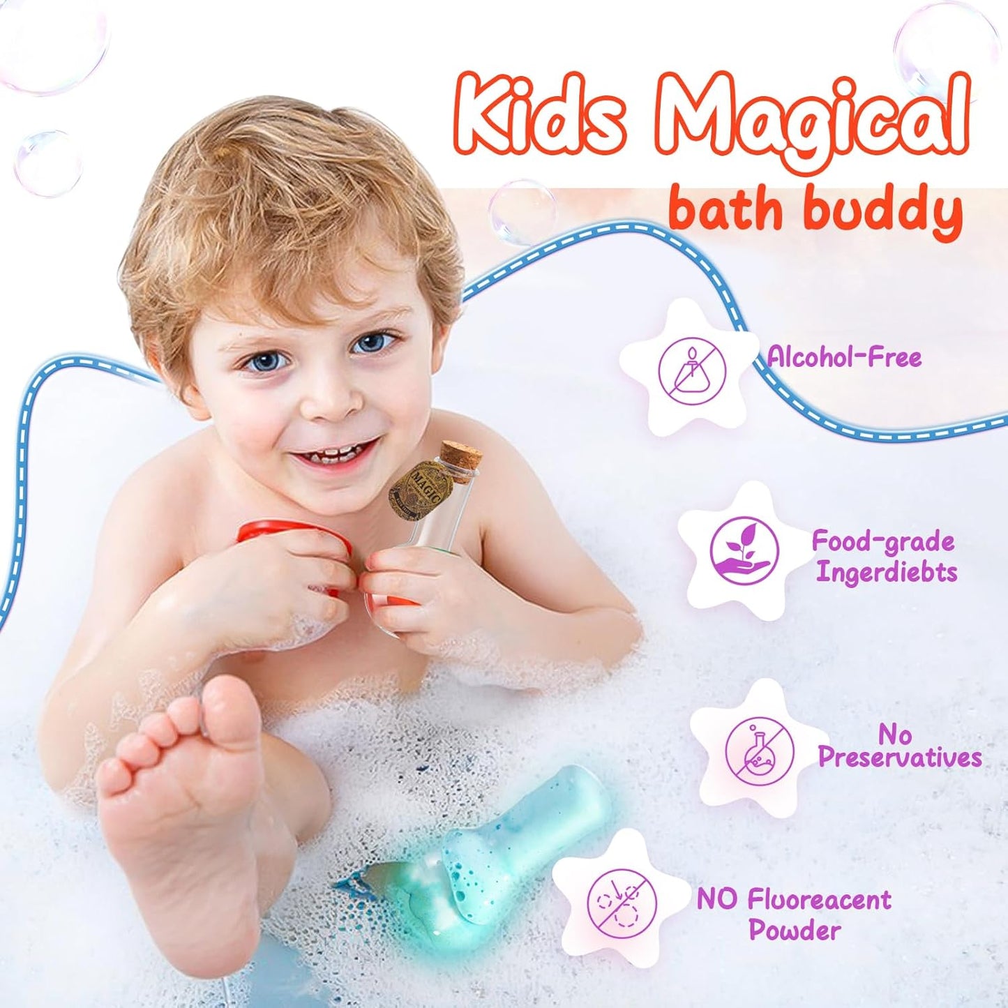 MeCids Magic Potion Bubble Bath Bombs for Kids -Bath Color Tablets Bath Potions for Toddlers Ages 4-12 Fun Science Kit Gift for Birthday, Halloween，Christmas- 6 Pack