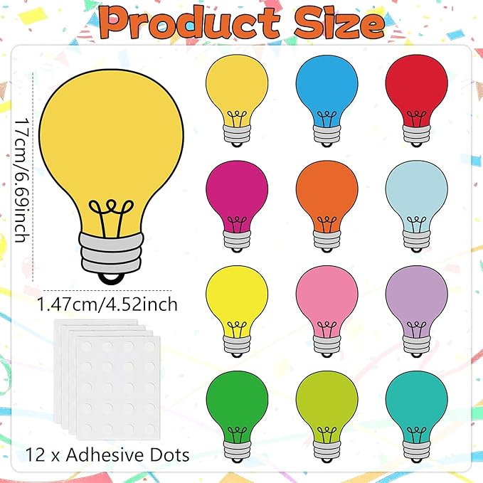 60PCS VBS 2026 Light Bulb Theme Cutouts Colorful Light Bulb Bulletin Board