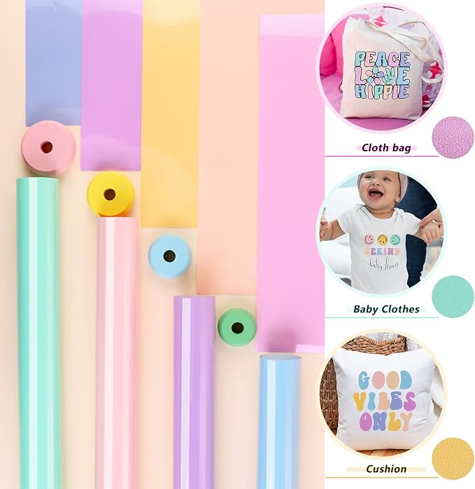 Tintnut Candy Color Puff Heat Transfer Vinyl, easy cut & weed, stretch washable