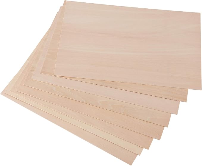 HAKZEON 10 Pack Basswood Sheets, 1.5mm Thin Natural Basswood Blanks