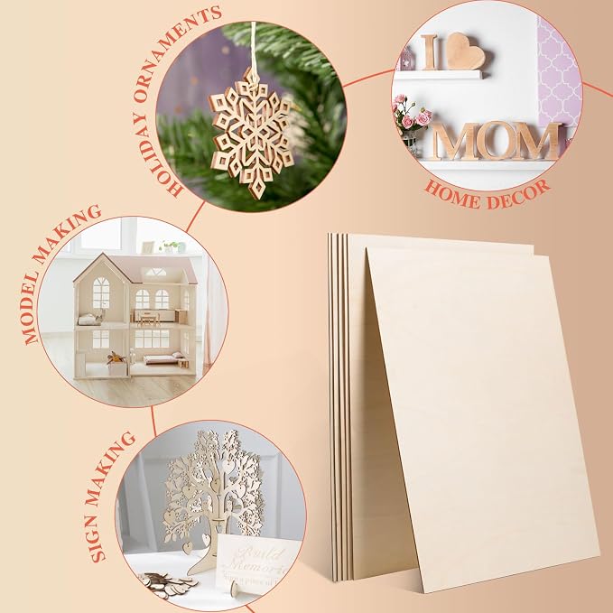 AWIZOM 6 Pack Basswood Sheets for Crafts-18 x 24 x 1/8 Inch- 3mm Thick Plywood