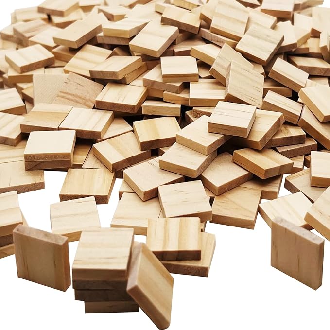 XYSMZM 300 Pcs Wood Blank Letter Tiles, Unfinished Wood Pieces | Wooden Blank