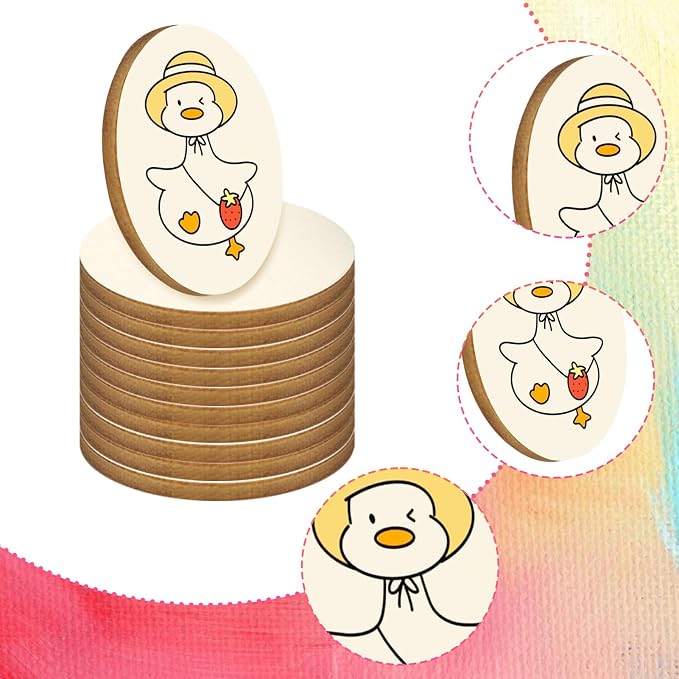 100 Pieces Unfinished Wood Circle -1 Inch Round Disc Blank Natural Wooden