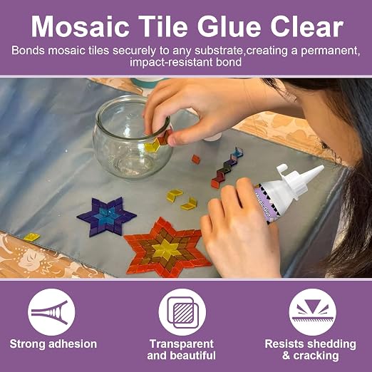 1DFAUL 200g Mosaic Tile Glue Clear, Mosaic Adhesive, Strong Bond, Fast Dry |