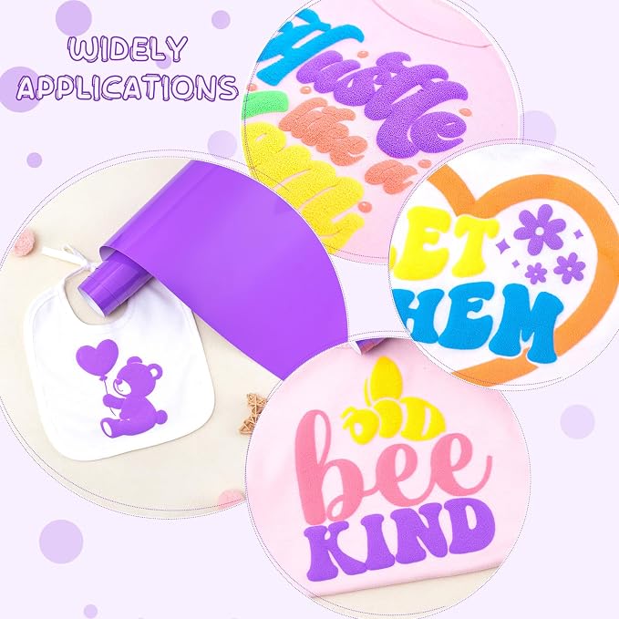 Tintnut Deep Lavender Neon Puff HTV Vinyl Roll, easy cut & weed, stretch