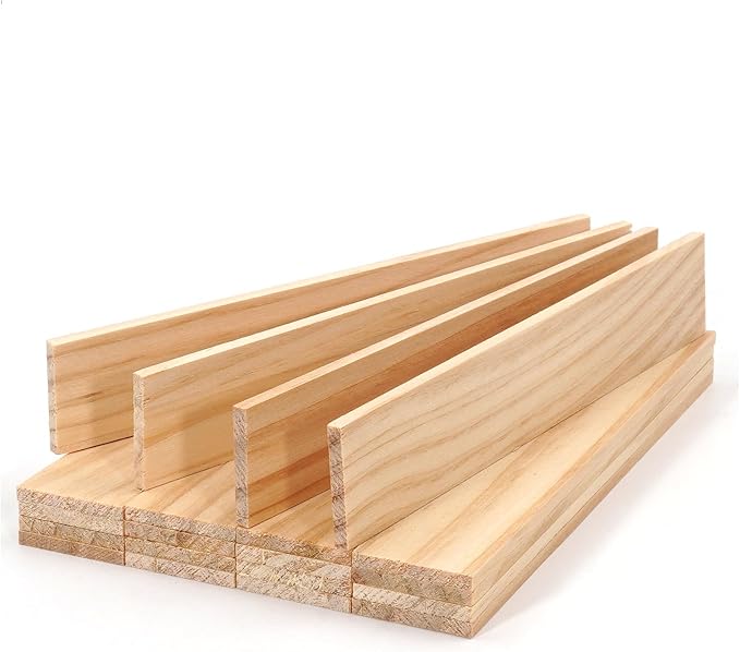 Wood Strips Slats for Wall, Square Wooden Dowels for Crafts 1/8"x 1" x 6"
