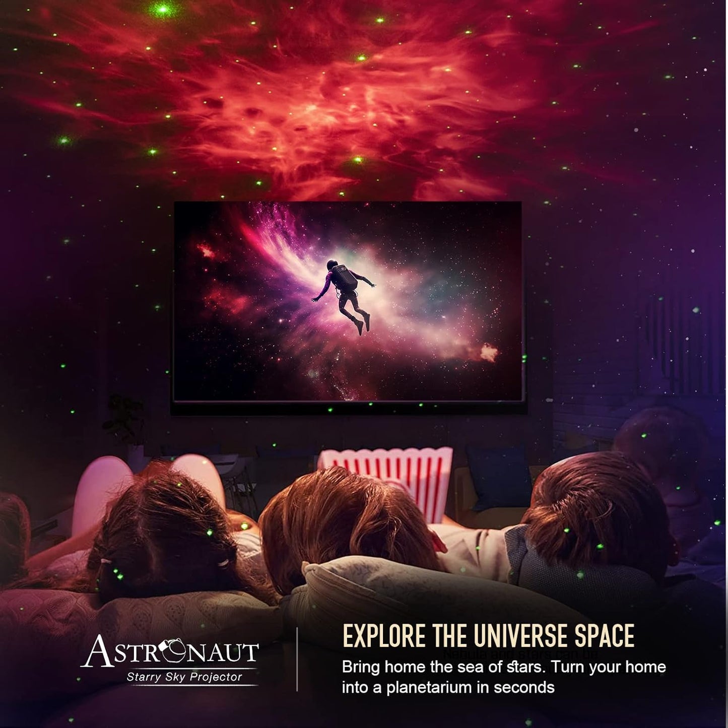 Mooyran Galaxy Projector for Gaming Room Decor - Black Astronaut Star Projector, Cool Stuff for Men's Bedroom Accessories, LED Nebula Light with Remote, for Teen Boys & Gamers