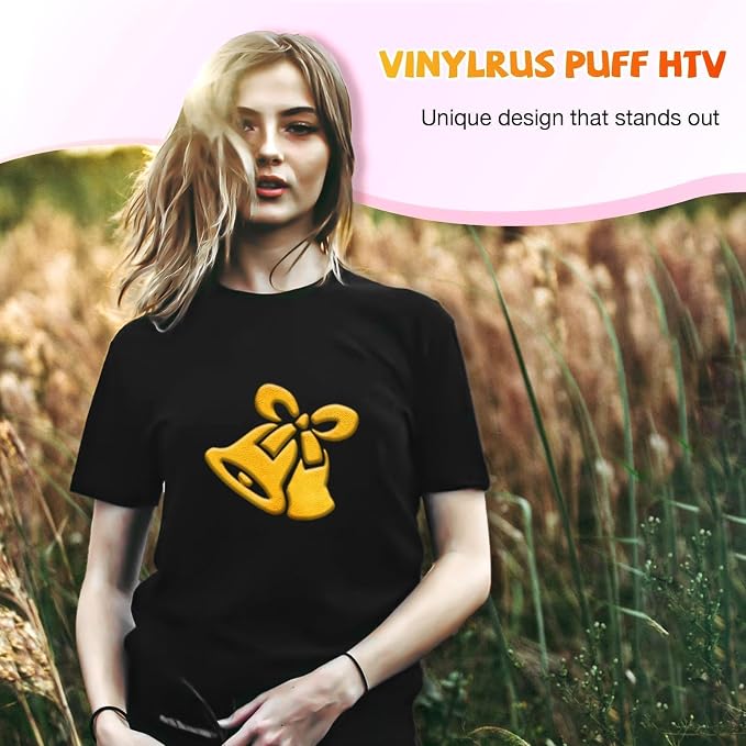 VinylRus Yellow Puff Vinyl Heat Transfer -12” x 6ft Puffy 3D Iron on Vinyl